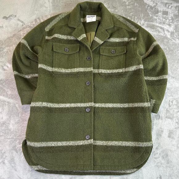Old Navy Jackets & Blazers - Old Navy Wool Blend Shacket Womens Large Green Plaid Button Up Jacket Cozy